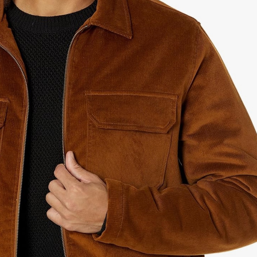 Amazon Essentials Brown Stretch Corduroy Pockets Jacket Unisex Men’s Size L NWT - Picture 7 of 11